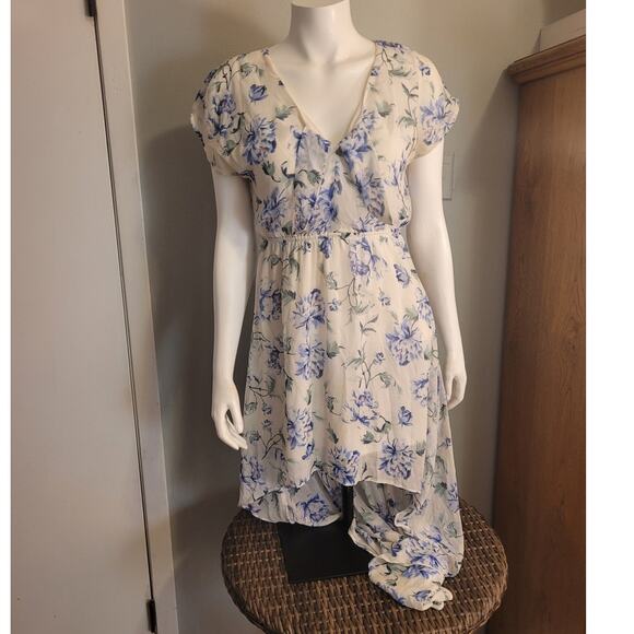 Lily Rose Blue Floral Hi Low Dress Sz S Cottagecore Fairy Garden Romantic - Picture 2 of 11